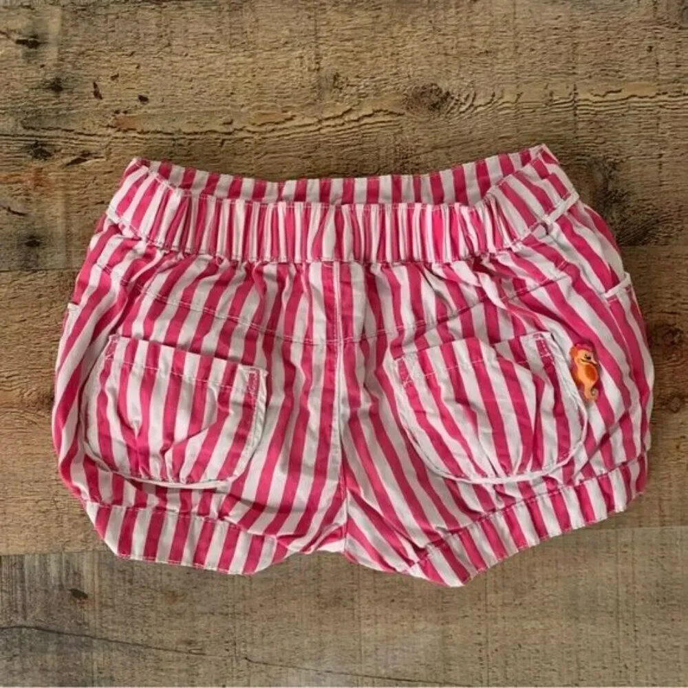 Gymboree Girls Hot Pink And White Striped Bubble Shorts -3T